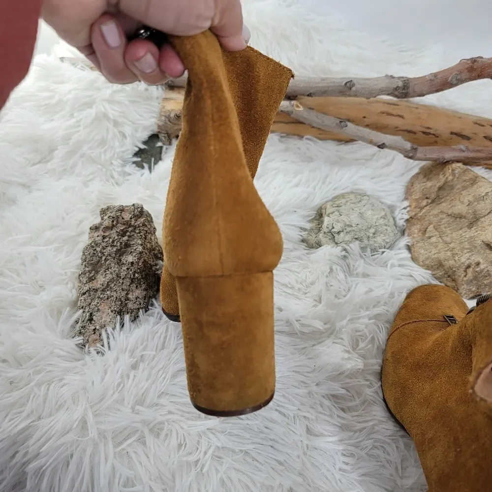 Madewell suede block heel bootie Amalia